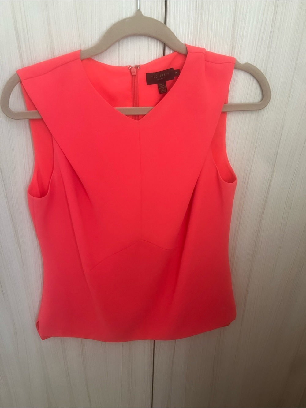 Ted Baker Neon Coral V-Neck Sleeveless Top